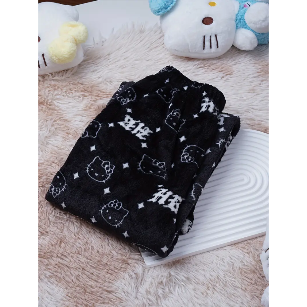 Hello Kitty Pyžamo Nohavice - Black/Čierne