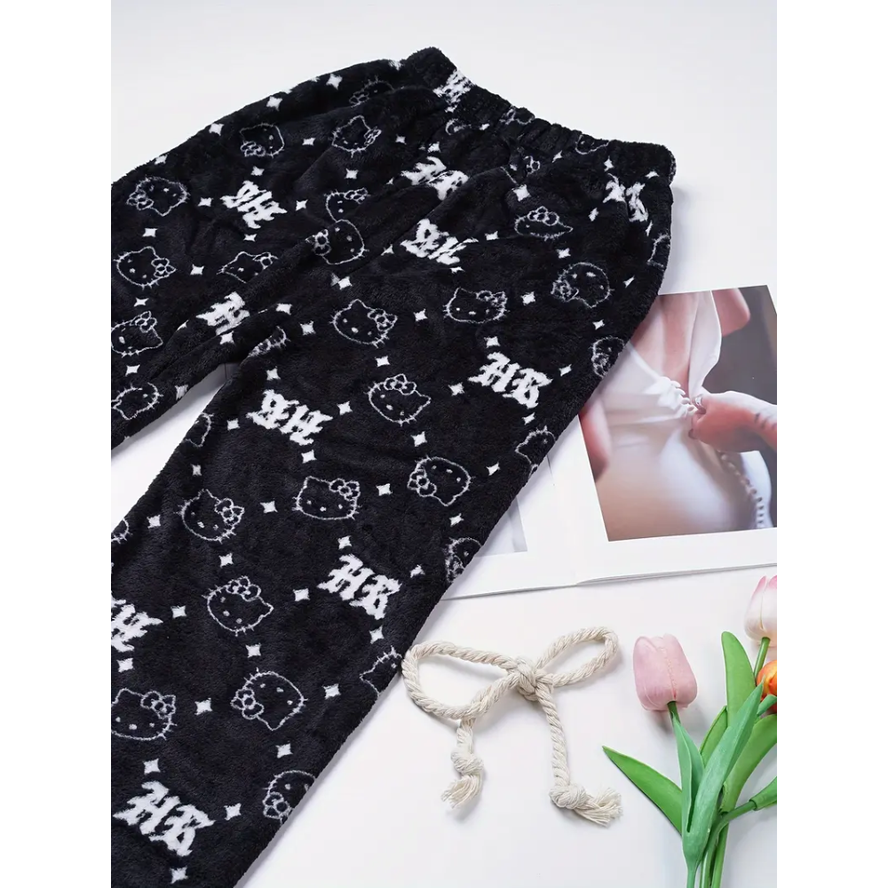 Hello Kitty Pyžamo Nohavice - Black/Čierne