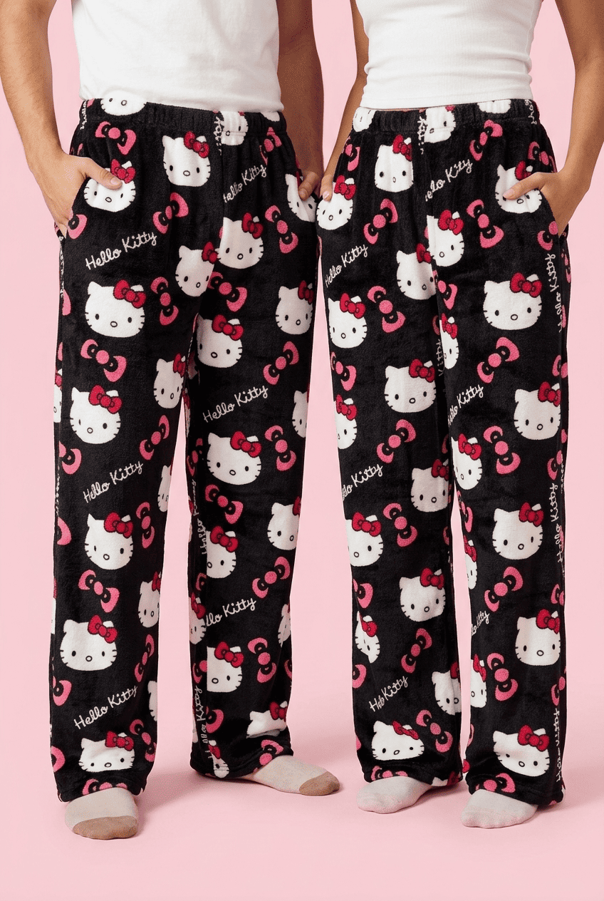 Hello Kitty Pyžamo Nohavice - Black/Čierne