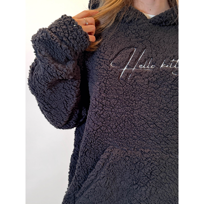 Hello Kitty Fluffy Oversized Hoodie - Black/Čierna