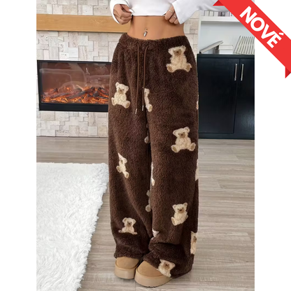 Teddy Pyžamo Nohavice - Hnedé/Brown