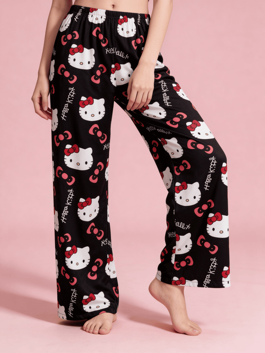 Hello Kitty Pyžamo Letné Nohavice - Black/Čierne