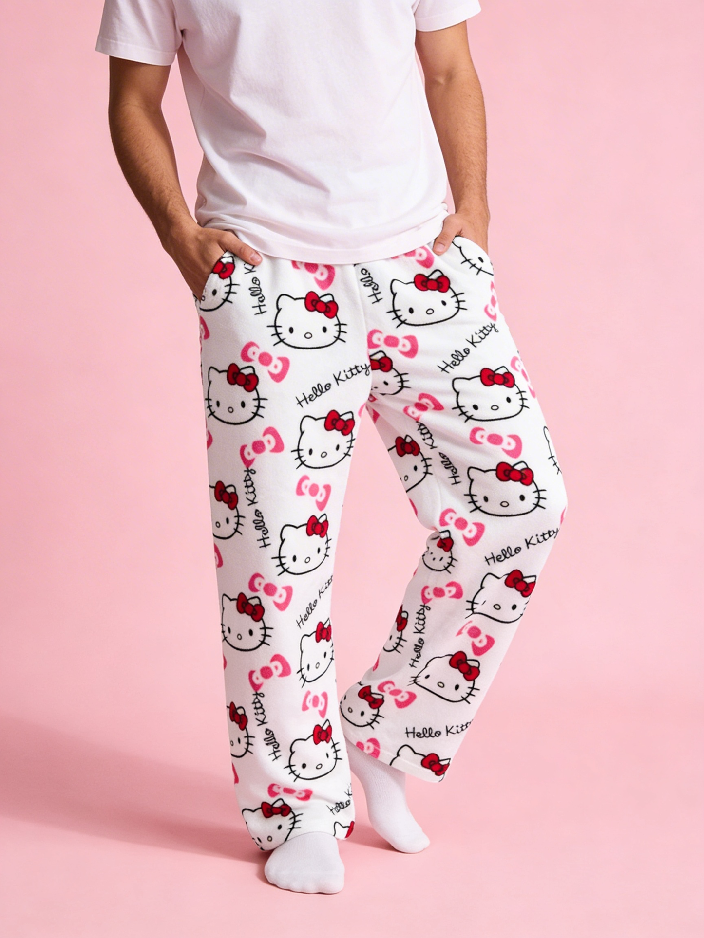 Hello Kitty Pyžamo Nohavice - White/Biele