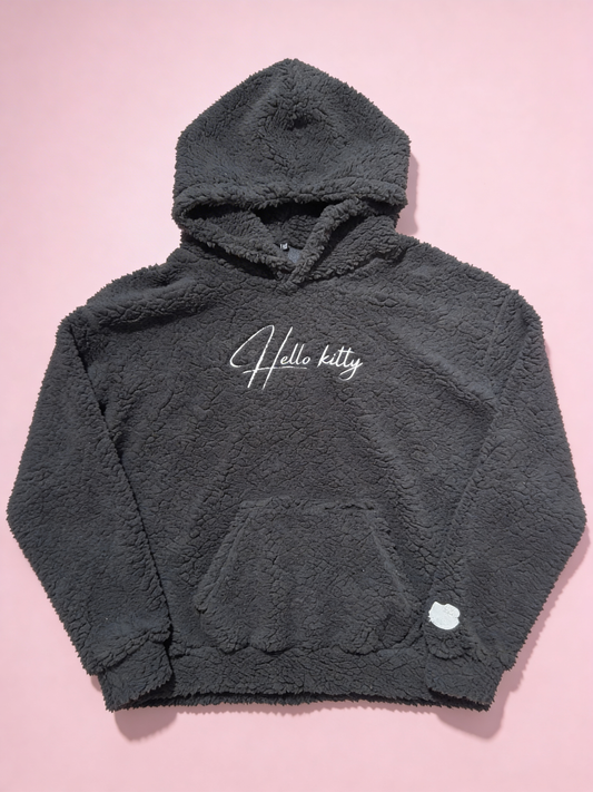 Hello Kitty Fluffy Oversized Hoodie - Black/Čierna