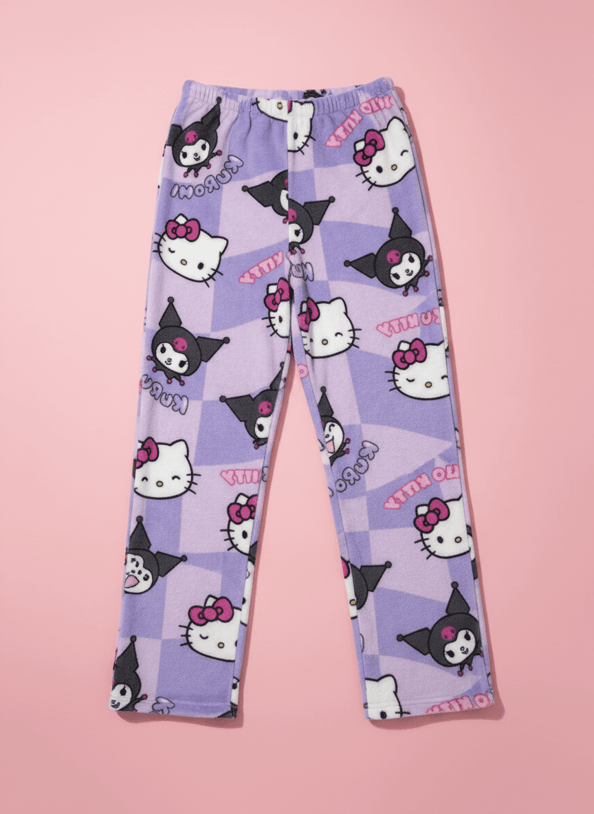 Hello Kitty X Kuromi Pyžamo Nohavice - Fialová/Purple